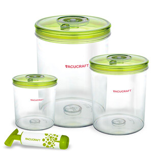 Zestaw VacuCraft 002. 3 pojemniki próżniowe + pompka. Tritan BPA Free